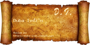 Duba Iván névjegykártya